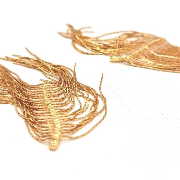 Nwt FREE PEOPLE cascading fringe gold plated earrings - Picture 7 of 12